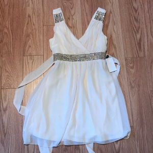 cream colored dress